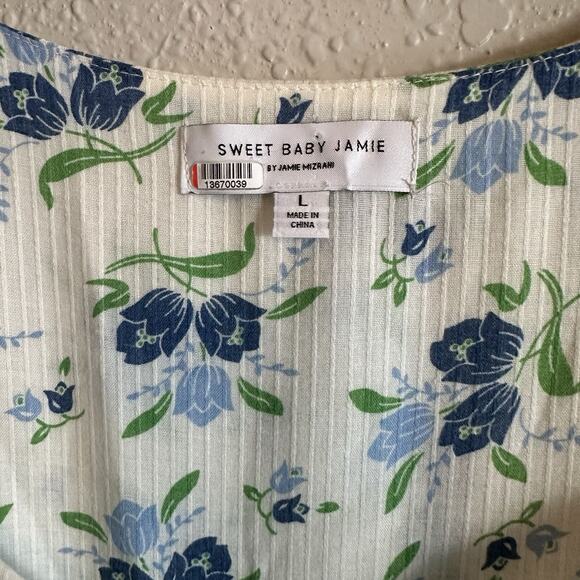 Sweet Baby Jamie‎ Floral Midi Sweetheart Neck Dress L Ditsy Cottagecore Prairie - Picture 4 of 13
